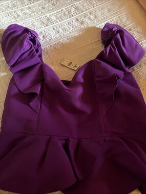 EXPRESS Purple Ruffle Sleeve Peplum Dress